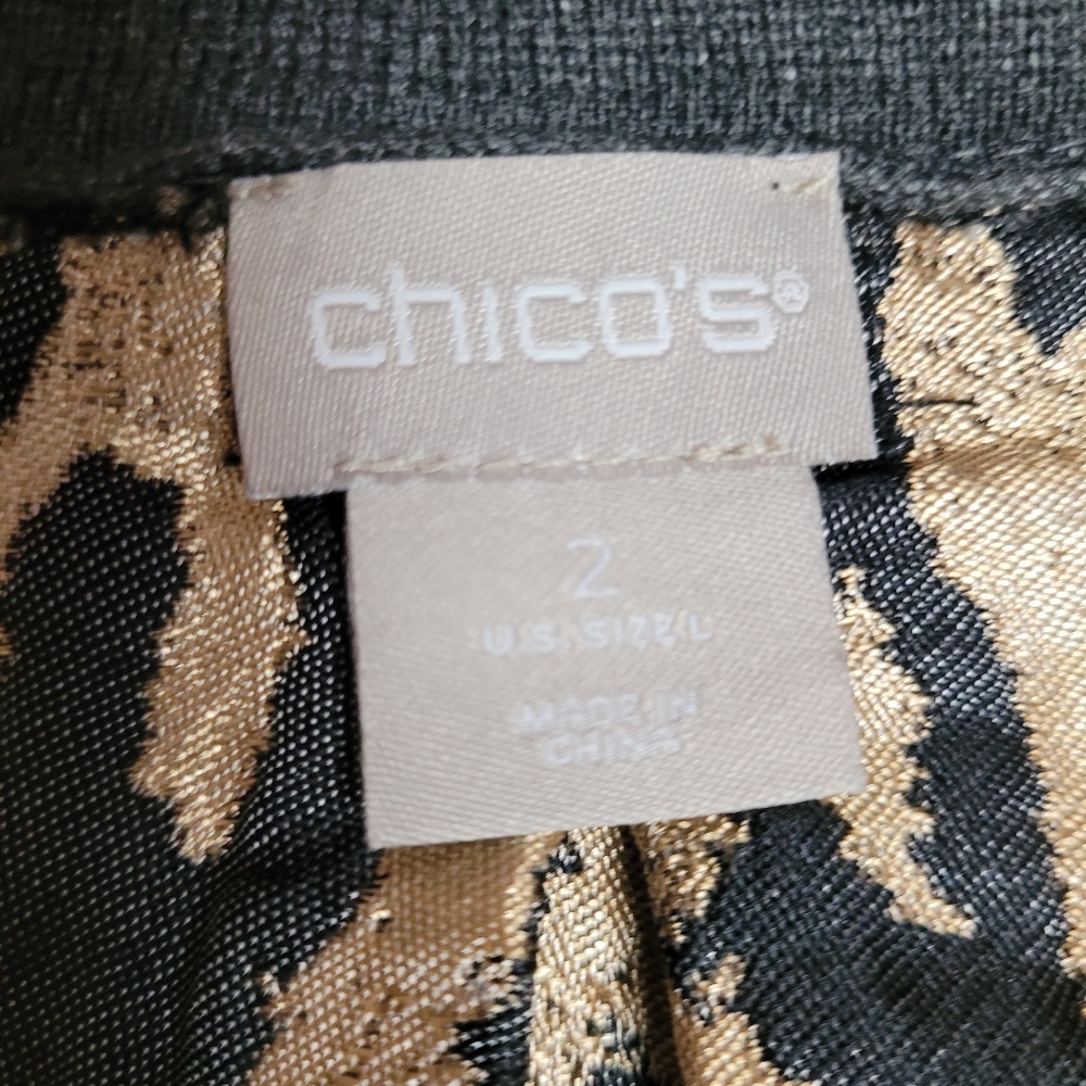 NWOT Chico's Long Cardigan Gray With Animal Print On Back Size  Large - Picture 6 of 12